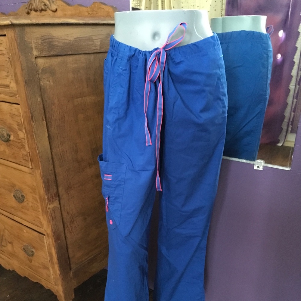 Royal Blue Life is Peachy Scrub pants